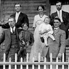 At the boarding house in Cripple Creek, Colorado. Bessie Harrison is in the back row. Daily Sullivan, front row, holds infant Jack Harrison.
