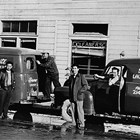 Frank and George Kimura and delivery crew, Snow White Laundrey, 5th and C Street, Anchorage, 1940.