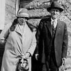 Matilda and Charles Olson in front of their home in Anchorage, 1925.